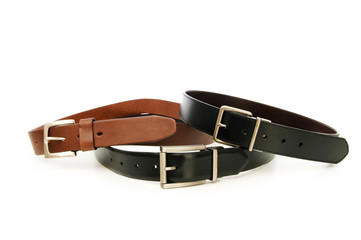 Leather belt isolated on the white background