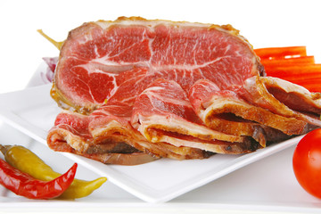 meat rolls and chunk on white