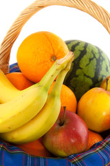 Cane basket with fruit