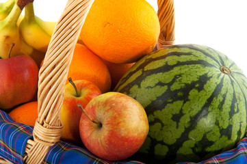 Cheerful basket with fruit