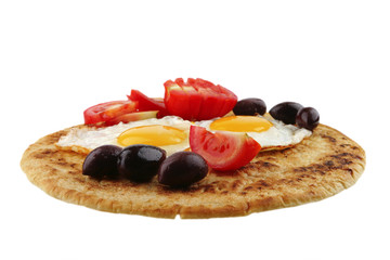 fried eggs with vegetables