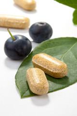 Bilberry pills and berries