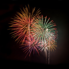 Obraz premium Multicolored fireworks square