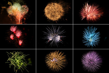 Fireworks if Various Colors and Shapes