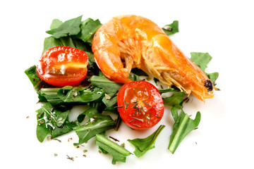 Salad of vegetables with shrimp
