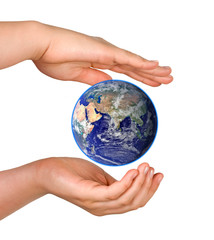 Hands with planet earth