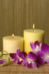 Obraz na płótnie Canvas Spa candles Orchids