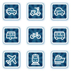 Transport web icons, navy square buttons