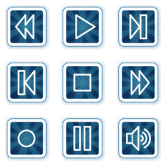 Walkman web icons, navy square buttons