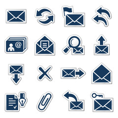 E-mail web icons, navy sticker series