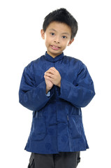 Oriental little boy wishing you a happy chinese new year