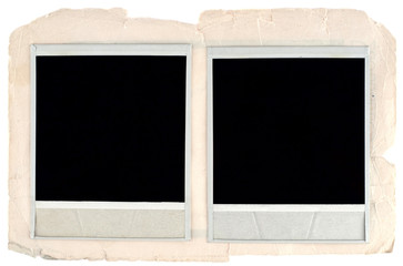Blank photo frames on old cardboard background