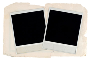 Blank photo frames on old cardboard background