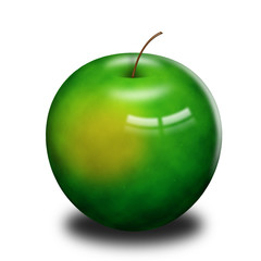 Green shiny delicious apple
