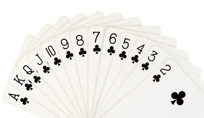Playing cards isolated on white background