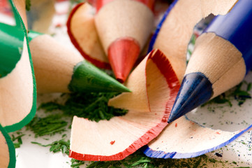 Sharpened pencils and wood shavings