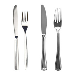 Set of knives and forks isolated
