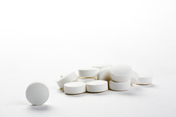 closeup with white pills