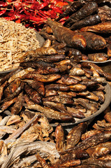 Indian Colorfully food. Dry fish
