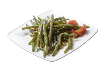 vegetable salad on a white plate.