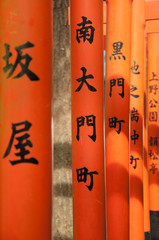 Obraz premium Orange Japanese Arches leading to Temple