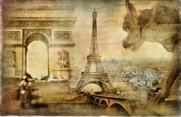 Papier Peint photo Illustration Paris incroyable Paris - collage rétro artistique