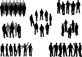 Large group of man silhouettes - vector illustration