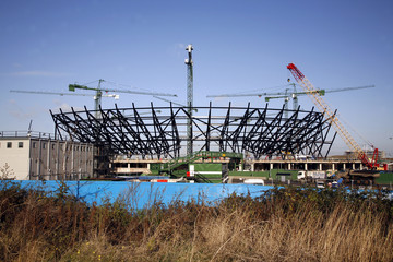 London Olympic Stadium under construction. - obrazy, fototapety, plakaty