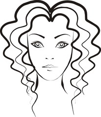 face of a young woman with curly hair