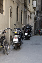 Motorcycles in the street of Spain