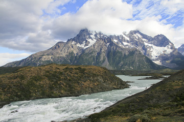 Naklejka na ściany i meble Torres del Paine landscape in Patagonia, Chile