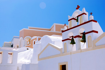 Bells at orthodox church in Oia - Santorini Island, Greece