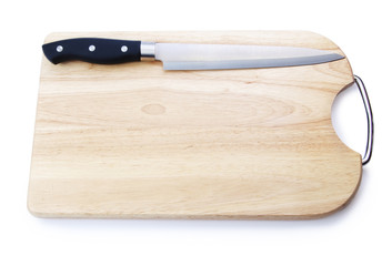 cutting board with a knife