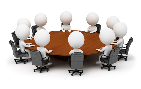 3d Small People - Session Behind A Round Table