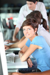 Young woman in business course