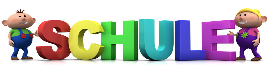 Kids mit SCHULE Buchstaben
