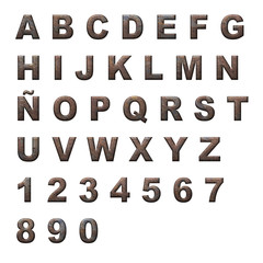 Abecedario con textura de metal oxidado