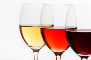 three colors of wine
