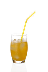 glass of orange juice with ice