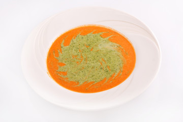 Bowl of hot delicious pumpkin soup