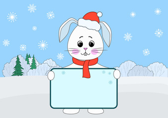 Hare with the poster, winter
