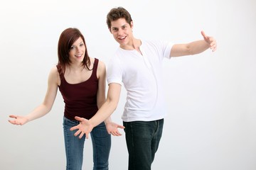 couple with open arms