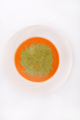 Bowl of hot delicious pumpkin soup