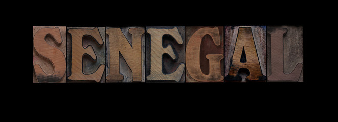 the word Senegal in old letterpress wood type