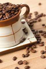 coffee beans in ceramic cup