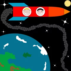 Poster de jardin Cosmos fusée vers la lune