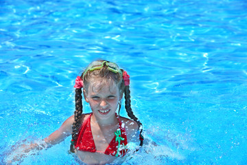 Fototapeta na wymiar Child swim in swimming pool.