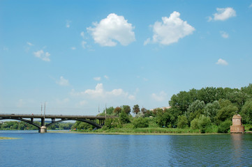 Fototapeta premium blue sky and river