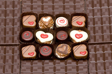 chocolate bars with chocolate candies