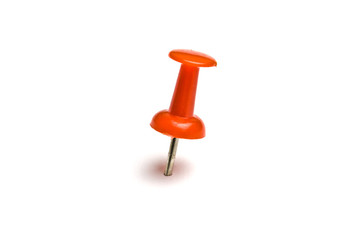Red push pin isolated on white